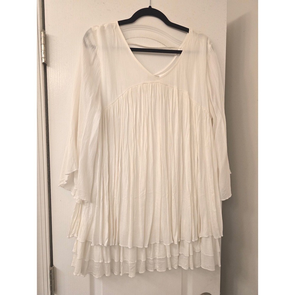 Angel Heart Boutique Like A Dream To Me Tunic XL White Boho Babydoll Bell Sleeve